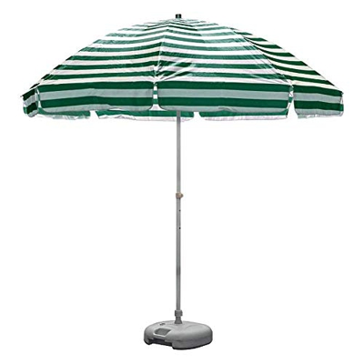 Ombrellone da Spiaggia per Esterni da 8,2 ', ombrellone a Righe, ombrellone da Tavolo con 8 robuste nervature e manovella (Verde e Bianco) (Colore : S