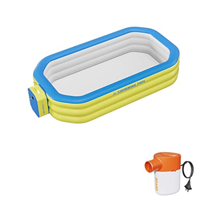 Bueuwe Piscine gonfiabili Portatile Grande e addensata con Pompa d'Aria, PVC, Set Facile, Piscina per Famiglie per Bambini e Adulti, Piscina per Bambi