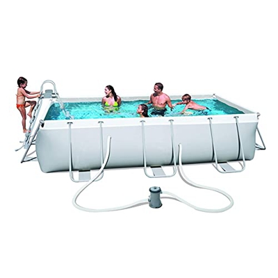 Piscina fuori terra con pompa filtro e scaletta per piscina, piscine per famiglie 13 piedi x 6,6 piedi, piscina esterna rettangolare con struttura in 