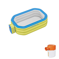 Bueuwe Piscine gonfiabili Rettangolare con Pompa Ad Aria, Piscina Fuori Terra con 3 Camera d'Aria Individuali, PVC, Durevole e Sicuro per Famiglia, Co características