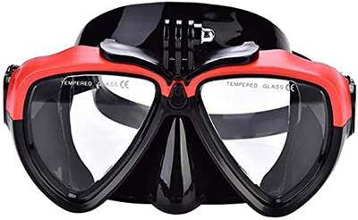 TNIU Immersioni Immersioni Subacquee Snorkeling Occhiali Subacquei Antiappannamento Nuoto con Supporto per Fotocamera per Sport D'Azione (Rosso)