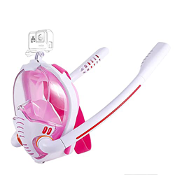 Maschera da snorkeling integrale anti-appannamento panoramica a 180 gradi, maschera da snorkeling, anti-perdite, per adulti e bambini, nero (rosa L) características
