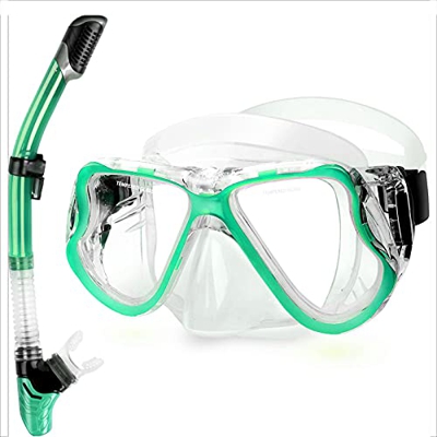 Set da Snorkeling, Maschera da Snorkeling Dry Top, Attrezzatura da Snorkeling Anti-Perdita E Antiappannamento, Occhialini da Sub per Nuoto in Vetro Te