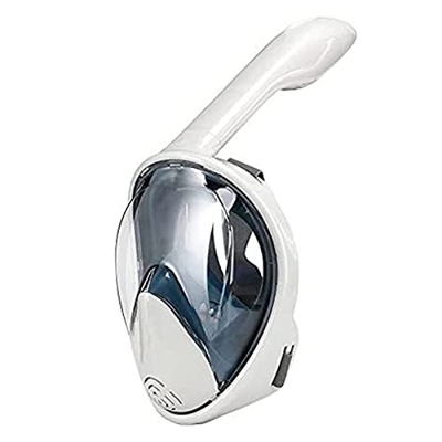 Maschera da Snorkeling in Silicone A Pieno Facciale A 180° Maschera Subacquea A Bocca Piatta di Tipo Secco Adatta per Adulti E Bambini (Bianco L)
