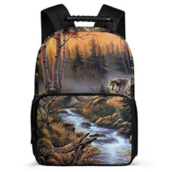 TracyWoll Borsa da scuola unisex Animal Cool Wolf Zaino alla moda per adolescenti Zaino per campeggio, escursionismo, passeggiate, ciclismo （40x28x16c precio