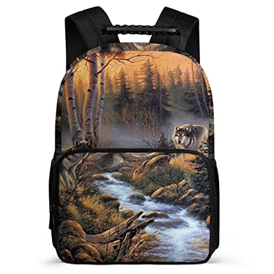 TracyWoll Borsa da scuola unisex Animal Cool Wolf Zaino alla moda per adolescenti Zaino per campeggio, escursionismo, passeggiate, ciclismo （40x28x16c