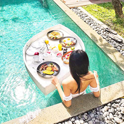 Vassoio Galleggiante, Vassoio per Cibo Galleggiante per Piscina con, Portabottiglie Galleggiante, Portafrutta per Bevande Portatile Portabicchieri Gal características