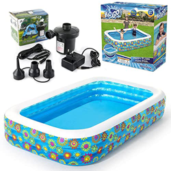 LVLUOKJ Piscina Bambini, Piscina Gonfiabile Famiglia, 229 * 152 * 56/305 * 183 * 56 cm Piscina Grande, PVC, Durevole e Sicuro per Giardino, Bambini, A características