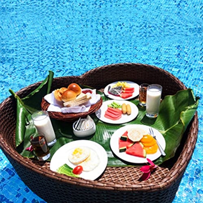 LLYB Vassoio Galleggiante, Vassoio per Cibo Galleggiante per Piscina con, Portabottiglie Galleggiante, Portafrutta per Bevande Portatile Portabicchier