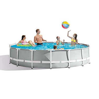 Piscina di 12 piedi oversize con struttura in metallo, piscina rotonda fuori terra all'aperto, piscine esterne per famiglie numerose di facile install