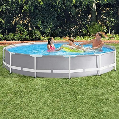 Piscina con struttura deluxe, piscina con tubo tondo da 12 piedi, piscina fuori terra, piscina per bambini all'aperto per famiglie nel cortile per bam
