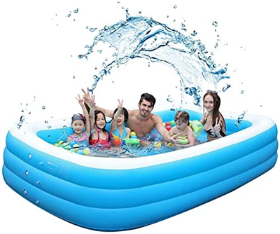 RHXWFDG 3 Anelli Grandi Centro di Nuoto familiare Rettangolare for Bambini Piccoli for Adulti, Piscina Gonfiabile, Piscina da Giardino Esterno Interno