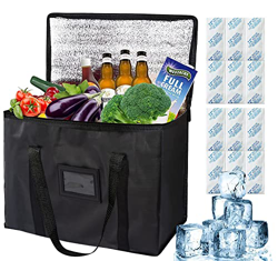Borsa termica da 20 l, grande, 35 x 26 x 23 cm, pieghevole, con 12 sacchetti per ghiaccio, borsa termica per picnic, borsa per il trasporto di aliment en oferta