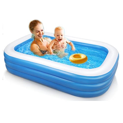 Piscina gonfiabile per bambini, piscina di famiglia rettangolare da 0,4 mm di spessore, per adulti e bambini, interni ed esterni (300 x 180 x 56 cm)