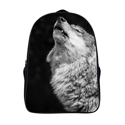 CNSMCWG Borsa da scuola unisex Animal Cool Wolf Zaino alla moda per adolescenti Zaino per campeggio, escursionismo, passeggiate, ciclismo （40x28x16cm）