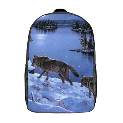 Zaino alla moda Animal Cool Wolf Zaino alla moda Gli eleganti zaini stampati sono ideali per la vita di tutti i giorni. (42x30x13cm) Zaino 3D Cool