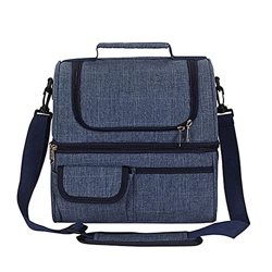 Double Layer Lunch Bag Large Tote Soft Shoulder Bags Cooler Bag Thermal Insulation Eva Portable Waterproof Leakproof for Camping/BBQ/Family Outdoor Ac precio