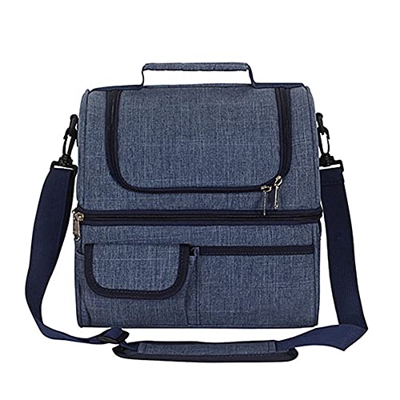 Double Layer Lunch Bag Large Tote Soft Shoulder Bags Cooler Bag Thermal Insulation Eva Portable Waterproof Leakproof for Camping/BBQ/Family Outdoor Ac