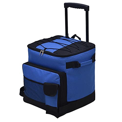 Cooler Bag Insulated Shopping Trolley on Wheels Portable Foldable Reusable Leakproof Oxford Cloth Environmental Protection Waterproof PEVA for Picnic 