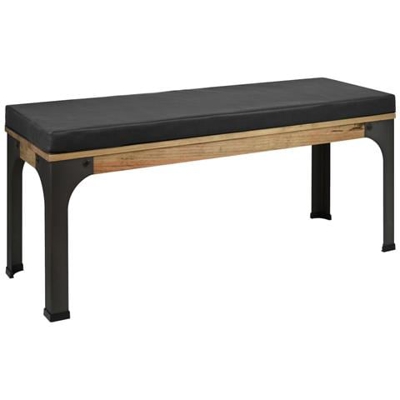 Panca Con Cuscino In Stile Industriale Vintage - Grigio - 40x120x52h. Cm