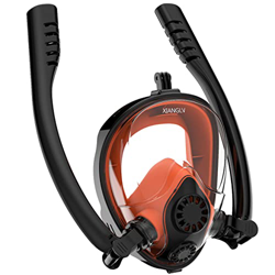 Maschera da snorkeling integrale per adulti, maschera da snorkeling e snorkeling, panoramica a 180 °, con montaggio per fotocamera, sistema anti-perdi en oferta