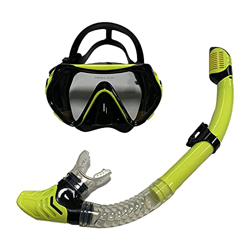 Esque Maschera da Snorkeling Nuoto Muta da Sub in Silicone Asciutto Maschera Intera Occhialini da Snorkeling Nuoto (Yellow-Green, One Size) en oferta