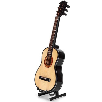 Chitarra in miniatura, modello di chitarra classica portatile squisito vintage in legno Mini modello di strumento musicale per decorazioni domestiche