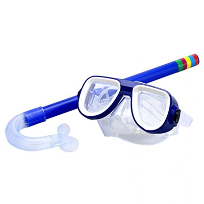 VENNSDIYU Protezione per il viso per bambini in plastica regolabile per lo snorkeling per piscina Occhiali per il viso con tubo di respirazione , Blu