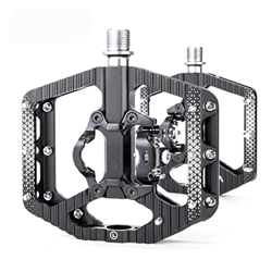 FIVENUM 2 in 1 Bicycle Lock Pedal 3 Sealed Bearings Anti-Slip Lightweight Self-Locking Pedal MTB Road Double Platform Bike Pedals (Color : Black) características