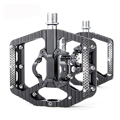FIVENUM 2 in 1 Bicycle Lock Pedal 3 Sealed Bearings Anti-Slip Lightweight Self-Locking Pedal MTB Road Double Platform Bike Pedals (Color : Black)