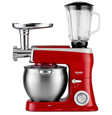 DMS - Robot da cucina 3 in 1, 9 litri, impastatrice in acciaio inox, ciotola paraspruzzi, tritacarne, tritacarne, 6 livelli di velocità, 2200 Watt, co