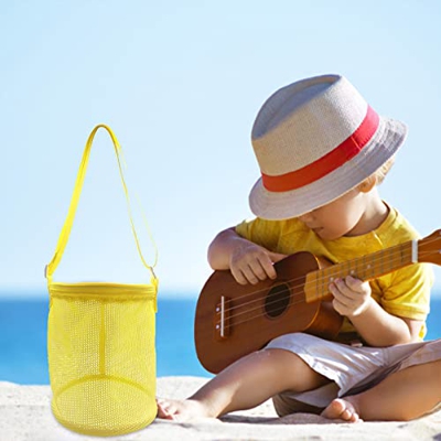 Esque Borsa da Spiaggia in Rete Borsa Tote con Borsa Termica isolata Kids Summer Seaside II Tasca in Rete (Yellow, One Size)