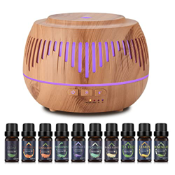 Diffusore di Oli Essenziali, 500ml Diffusore di Aromi con 10 * 10ml Set di Oli Essenziali Diffusore Umidificatore Ambiente con Timer, Senz'acqua Spegn en oferta