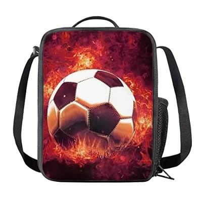 Coloranimal Calcio Fuoco Calcio Bambini Lunchbag Cooler Scuola Lunch Box Spalla Picnic Borsa Borsa per Ragazzi Ragazze