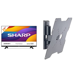 Sharp Aquos 32Di6E 32%22 Frameless Android 9.0 Smart TV 10 bit HD Ready LED TV, Wi-Fi, DVB-T2/S2 & Supporto TV CME ETR 200, Inclinabile, per Tv a Sche en oferta