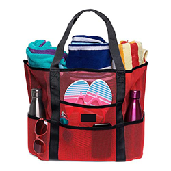 Mesh Beach Tote Bag con dispositivo di raffreddamento isolato staccabile, grande capacità ultra pratica borsa da viaggio rosso características