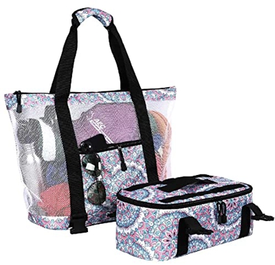 ZYHZJC Sacchetto da Picnic Rimovibile Multifunzionale, Sacchetto da Spiaggia a Maglia 2in1 di separazione bagnata asciutta di Grande capacità Portatil