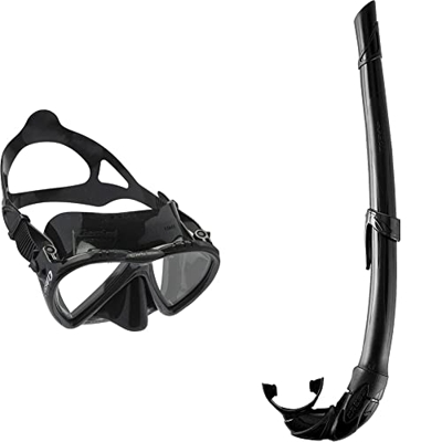 Cressi Lince, Maschera Unisex & ndash; Adulto, Nero, Taglia Unica & Corsica, Snorkel Flessibile per Apnea, Pesca Subacquea, Snorkeling e Immersioni Un