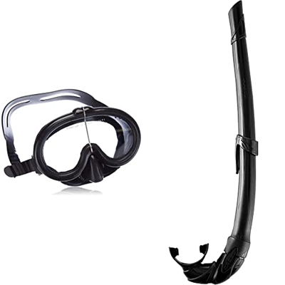 Cressi Pinocchio Maschera Subacquea, Unisex & ndash; Adulto, Nero & Corsica, Snorkel Flessibile per Apnea, Pesca Subacquea, Snorkeling e Immersioni Un