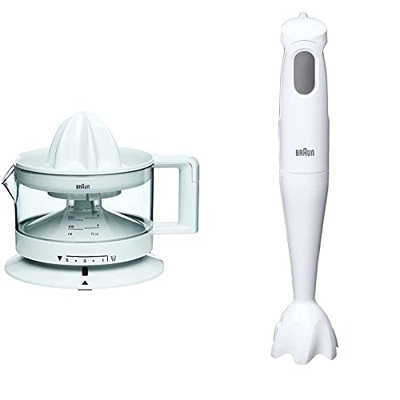 Braun CJ 3000 Spremiagrumi, 20 W, 0.35 Litri & Frullatore ad Immersione, Mixer MultiQuick 1 MQ 100 Dip, 450 W