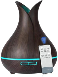 Diffusore Aromi Ultrasuoni telecomando Vaporizzatore umidificatore colori LED oli essenziali Purificatore Aria profumatore ambiente 7 colori (Marrone  características