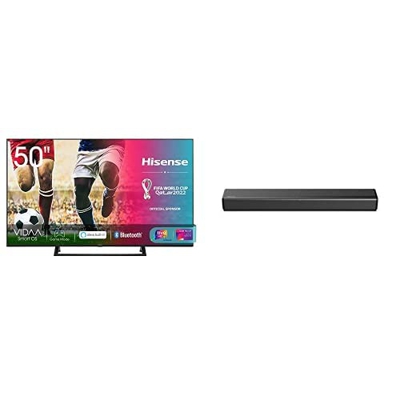 Hisense 50AE7210F, Smart TV LED Ultra HD 4K 50", Single Stand, HDR 10+, Dolby DTS, con Alexa integrata + Hisense HS214 Soundbar 2.1, 80W, Subwoofer In