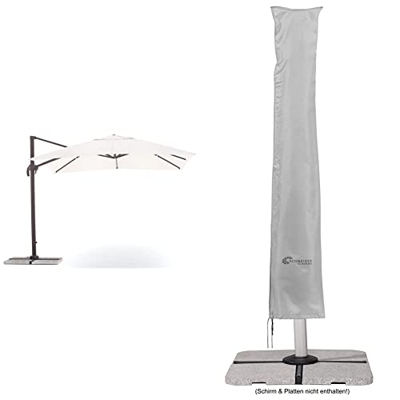 My_garden Senso Ombrellone a Braccio Retrattile, Ecr & ugrave, 3 x 4 Metri & Fodera protettiva Schneider per ombrellone a braccio laterale, grigio arg