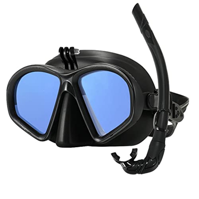RobinEllis Maschere Subacquee Professionali Set da Snorkeling Occhiali Antiappannamento Occhiali Attrezzatura da Nuoto,Blue,One Size