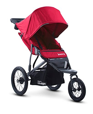 Joovy Zoom 360 Passeggino Da Jogging Ultraleggero, Capottina Grande, Jogger Leggero, Pneumatici Ad Aria Extra Large, Rosso