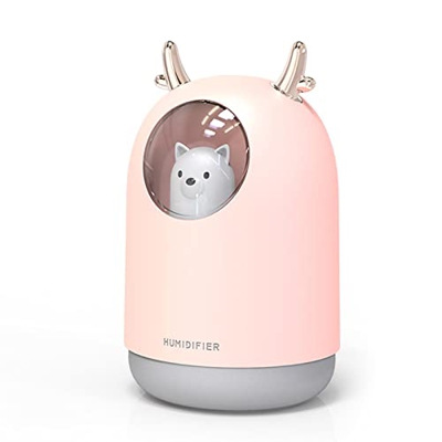 BaiHogi YIMINGYANG Mini umidificatore for Pet Orso Carino, umidificatore for Aroma d'Aria Muto for Home Office, Luce Notturna Colorata USB, Rosa