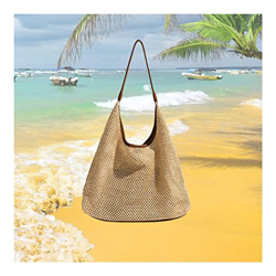 Beach Bags for Women, Large Beach Bag Tote, Lightweight Straw Woven Beach Bag, Portable Travel Bags, for Outdoor Travel Picnic Shopping (Color : D) en oferta