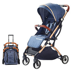 SONARIN Passeggino leggero,Passeggino compatto,Pieghevole con una mano,imbragatura a cinque punti,ideale per aeroplano(Blu) precio