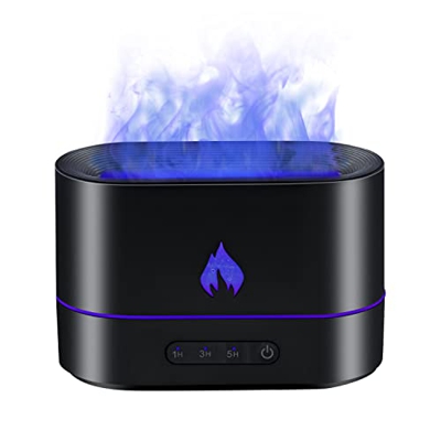 Mcbazel 200ML Diffusore di Aromi Umidificatore, 3 in 1 Diffusore di Aromi Umidificatore d'Aria Lampada a Fiamma con 2 Modalità di Illuminazione Spegni