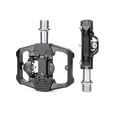 GENGGENG YEJIANGHUA Fit for Bicycle Lock Pedal 2 in 1 with Free Cleat for SPD Sistema MTB Road Aluminum Anti-Slip Sealed Bearing Lock Accessories (Col